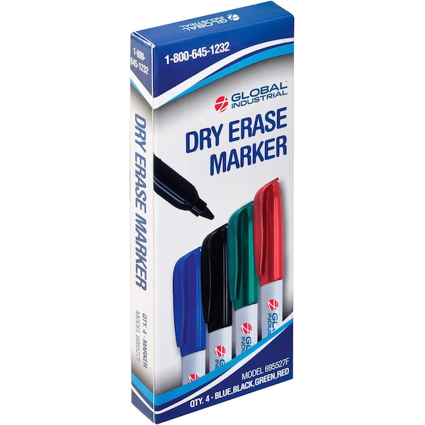 Global Industrial Dry Erase Markers, Fine Tip, Assorted Colors, 4PK 695527F - main